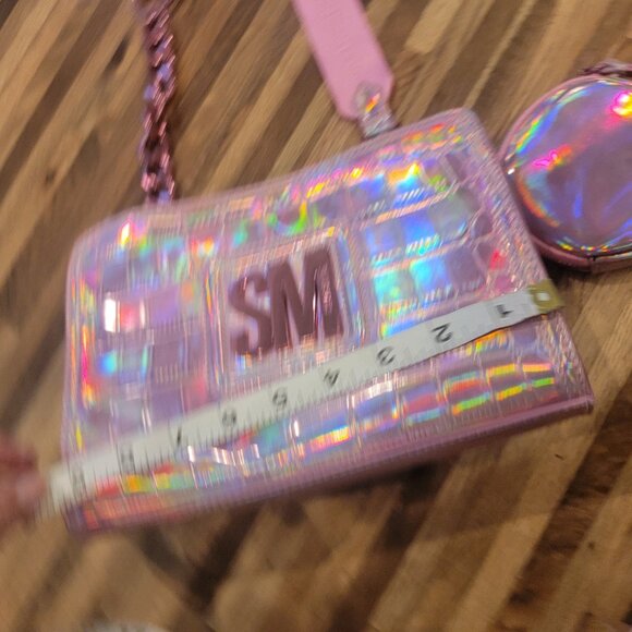 Steve Madden Blima Viral Pink Holographic Iridescent Crossbody Bag & Coin Pouch - Picture 6 of 16